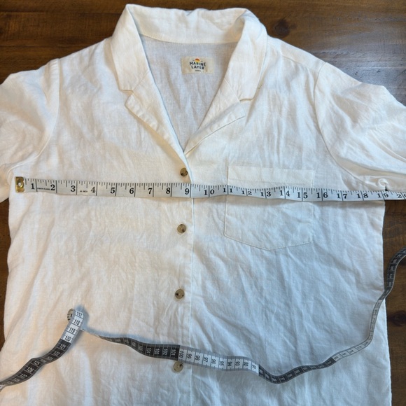 MARINE LAYER white hemp Lucy short sleeve resort shirt NEW button up - Picture 7 of 7